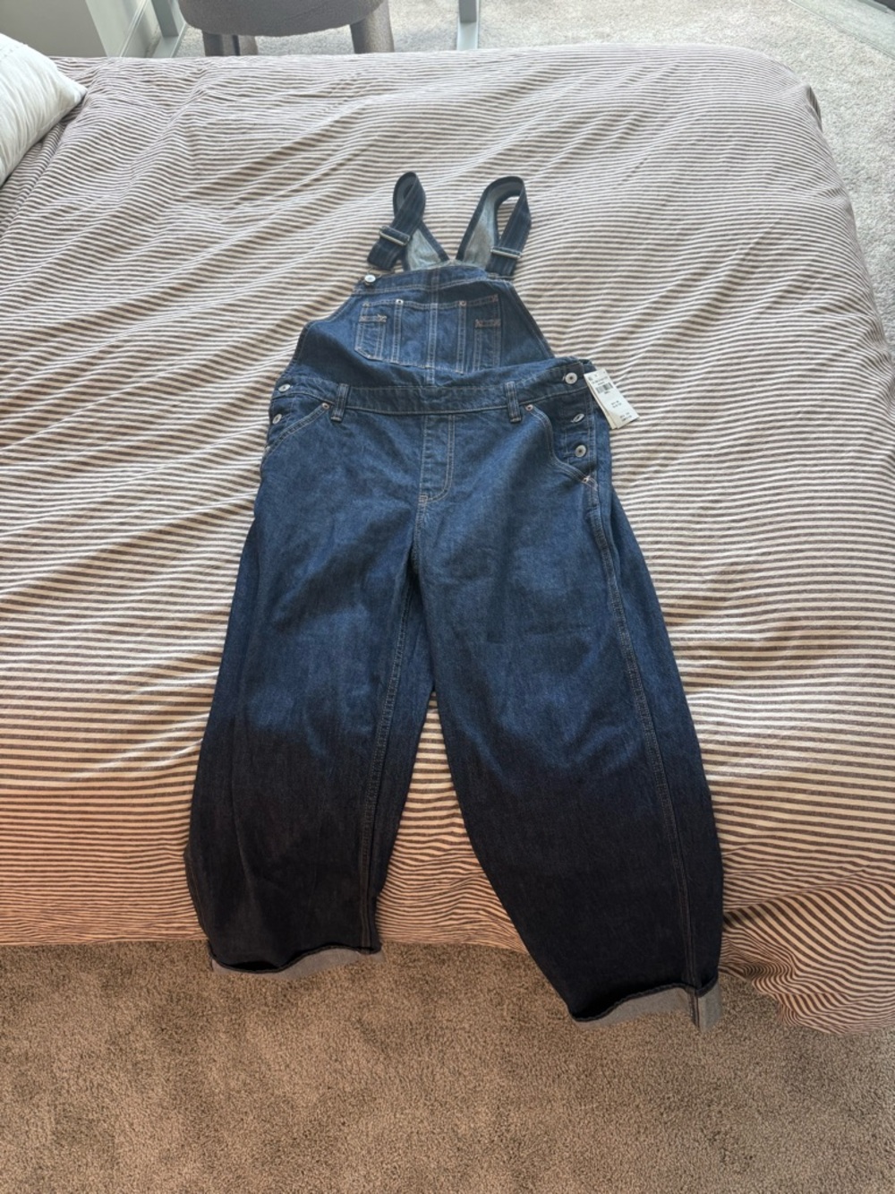 Abercrombie & Fitch Dark Blue Denim Overalls